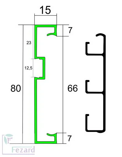 Алюминиевый плинтус Fezard Кабельный ALP-G80-LF Алюминий 80*15*2500 мм в Санкт-Петербурге