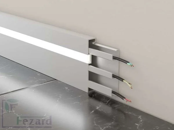 Алюминиевый плинтус Fezard Кабельный ALP-G80-LF Алюминий 80*15*2500 мм в Санкт-Петербурге